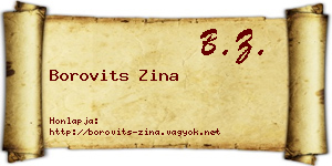 Borovits Zina névjegykártya